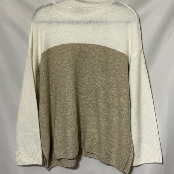 NWT VINCE CAMUTO WO SIZE 2X SWEATER SOFT CREAM TAN GOLD METALLIC THREADS COMFY - Picture 9 of 10